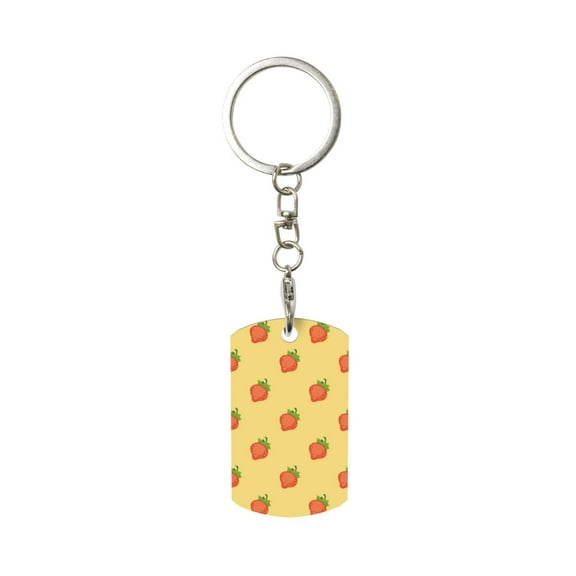 Naloa Hand Drawn Strawberry Print Keyfob with Split Key Ring and Print Labels, Key Labels Key Chain Tags, Luggage Tags, Car Key Chain Ring Keyfob Gift