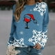 thumbnail image 2 of Camiseta de manga larga suelta con cuello redondo y copa de vino tinto con estampado navideño para mujer Fridja FKASFK1480, 2 of 4