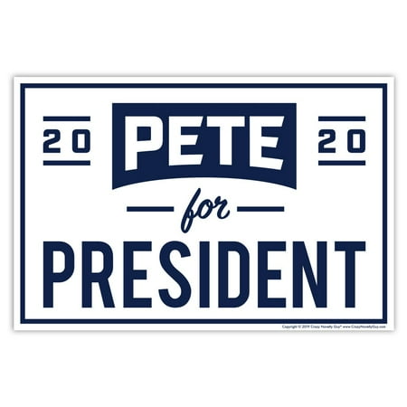 - Political Campaign Yard Sign w/Stake - Pete Buttigieg For President 2020 (Blue Retro Design) - 18