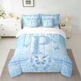thumbnail image 2 of Manfei Letter Monogrammed P 7pcs Bedding Comforter Set for Kids Children Girls,Dreamy Princess Queen Bedding Sets Super Cozy,Cute Butterfly Bowknot Queen Sheet Sets,Bling Glitter Bedroom Decor, 2 of 8