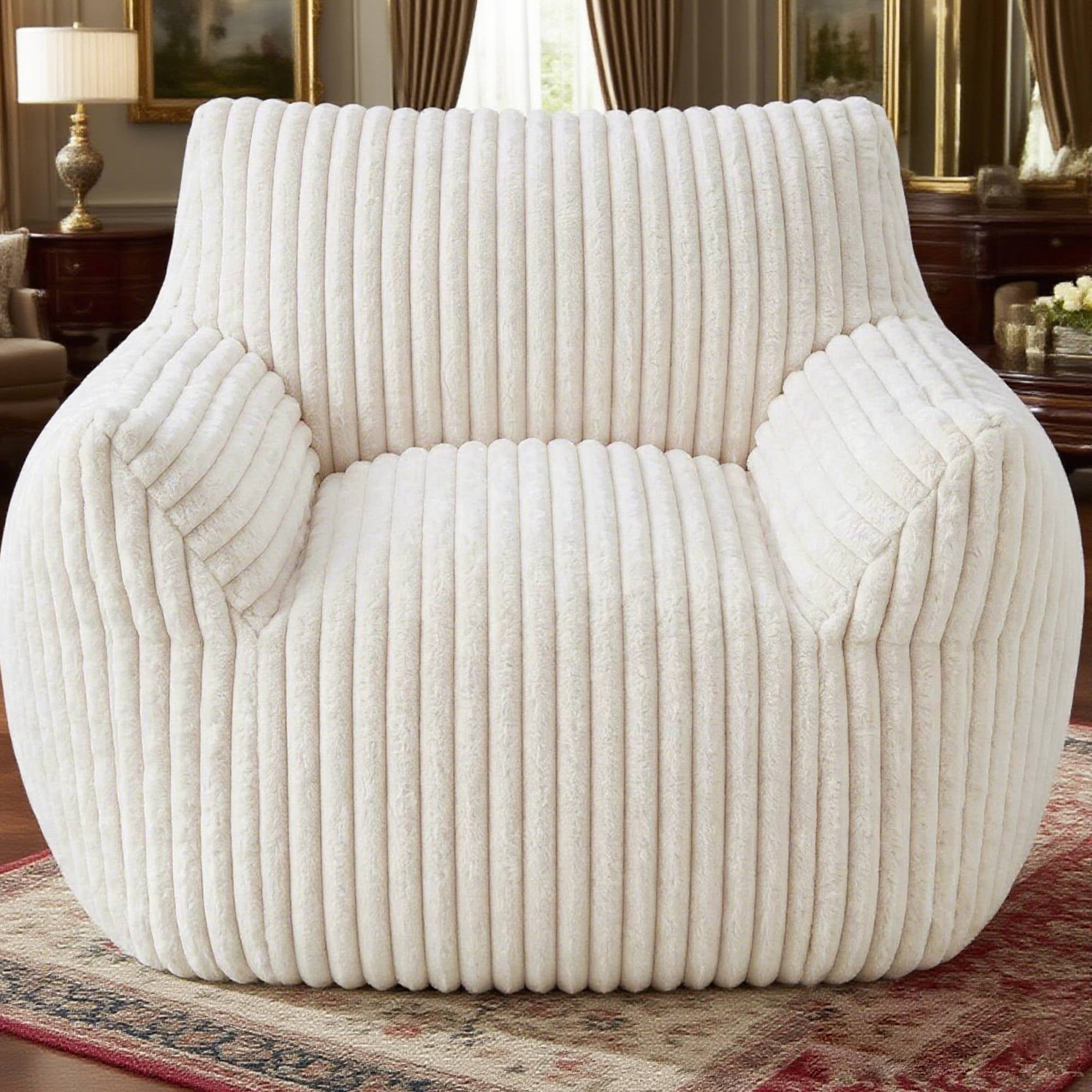 Plush Bean Bag Chair for Living Room, Oversized Comfy Bean bag Lounge Chair Lazy Floor Sofa Couch for Bedroom, Dorm, Beige