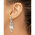 thumbnail image 5 of Stainless Steel Polished Textured Marquise Shape Cz Post Dangle Earrings Made In China sre790, 5 of 6
