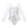 thumbnail image 4 of YONGHS Kids Girls Ballet Dance Shiny Metallic Gymnastics Leotard Figure Skating Dancewear Silver 4, 4 of 7
