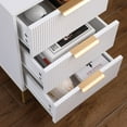 thumbnail image 5 of CQSXDA Nightstand with 3 Drawers, Mid-Century Modern Design and Gold Accents, Functional End Table for Your Bedroom, 5 of 8