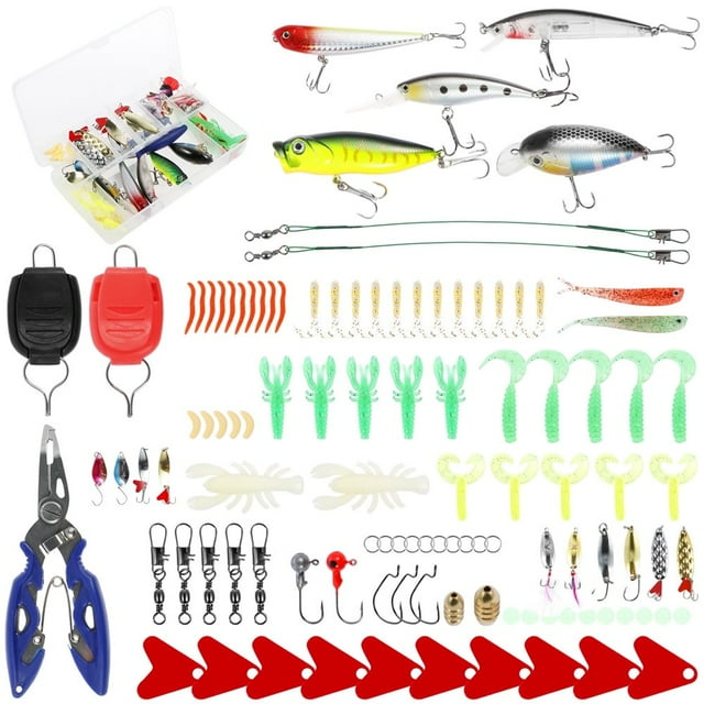 CNKOO Fishing Lure Kit Hard Lure Baits Set Metal Life-Like 3D Fishing Lures 302Pcs
