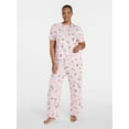 thumbnail image 2 of Joyspun Women's Dreamy Soft Collection Short Sleeve Sleep Top and Open Leg Pants Pajama Set, 2-Piece, Sizes XS-3X, 2 of 6