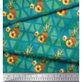 thumbnail image 3 of Soimoi Green Poly Georgette Fabric Triangle & Pine Fruits Printed Fabric 1 Yard 52 Inch Wide, 3 of 5