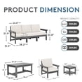 thumbnail image 4 of JUSTLET 5 Pieces HDPE Patio Furniture Set,Outdoor Patio Conversation Sets with Thick Cushion,3-Seater Couch,2 Armchair,1 Side Table,1 Coffee Table for Balcony,Backyard,Grey Frame with Khaki Cushion, 4 of 10