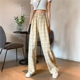 thumbnail image 5 of Harajuku Wide Leg Pants For Women Korean Style High Waist Plaid Wide Pants, 5 of 6