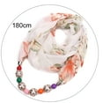 thumbnail image 5 of Naierhg Winter Scarf Beads Pendant Floral Print Necklace Scarf Simple Ethnic Style Vintage Chiffon Scarf for Home Light Blue, 5 of 8