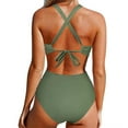 thumbnail image 3 of Dezsed Women's One Piece Swimsuits Tummy Control Cutout High Waisted Bathing Suit Wrap Tie Back Swimsuit Mint Green XL, 3 of 3