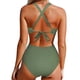 thumbnail image 2 of Traje de Baño de Bikini de Mujer Traje de Baño de Color Sólido Traje de Baño de una Pieza, Ropa de Playa Casual de Poliéster para Uso Diario, Piscina Y Mar de Verano, 2 of 3