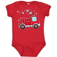 thumbnail image 3 of Inktastic Valentine Fire Truck with Hearts Boys or Girls Baby Bodysuit, 3 of 5