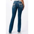 thumbnail image 3 of Grace in LA Women's Aztec Western Embroidered Stonewashed Bootcut Stretch Jeans (31, Blue Stonwashed), 3 of 3