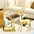 thumbnail image 2 of XIBUFE 2026 New 2Pcs Small Christmas Deer Figurines Resin Couple Reindeer Decor Tabletop Decorations Sitting & Standing Elk Sculpture Statues Gold Reindeer Christmas Decoration, 2 of 7