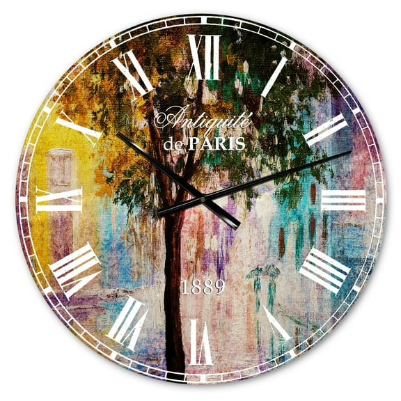 Designart 'Couple Walking in Rain' French Country wall clock
