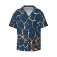 thumbnail image 2 of Lsque Giraffe Skin print Men's Cuban Collar Short Sleeve Shirt Summer Beachwear Casual Button Down Fashionable Vacation Leisure Shirt-Large, 2 of 7