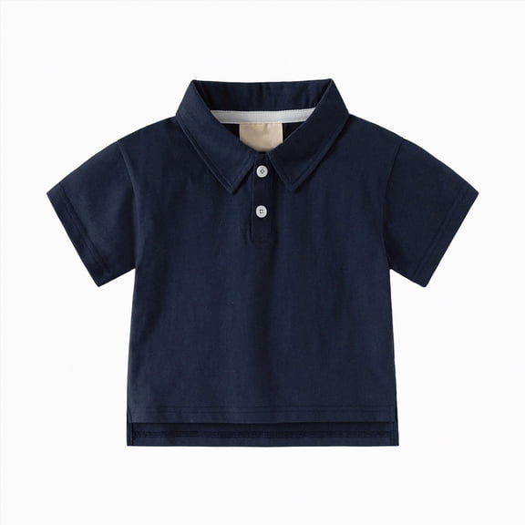 NIEWTR Toddler Boys Neutral Polo Shirts Cozy Cotton Short Sleeve Tees Casual Summer Outfits(Navy,2-3 Years)