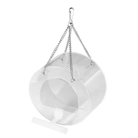 Acrylic Hanging Bird Feeders Weatherproof Splash-Proof Food Bowl with Perch for Small Parrots for Cage, Outdoor