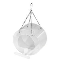Hanging Clear Bird Feeders with Metal Chain Acrylic Food Bowl with Perch Small Birdhouse for Outside Wild Birds