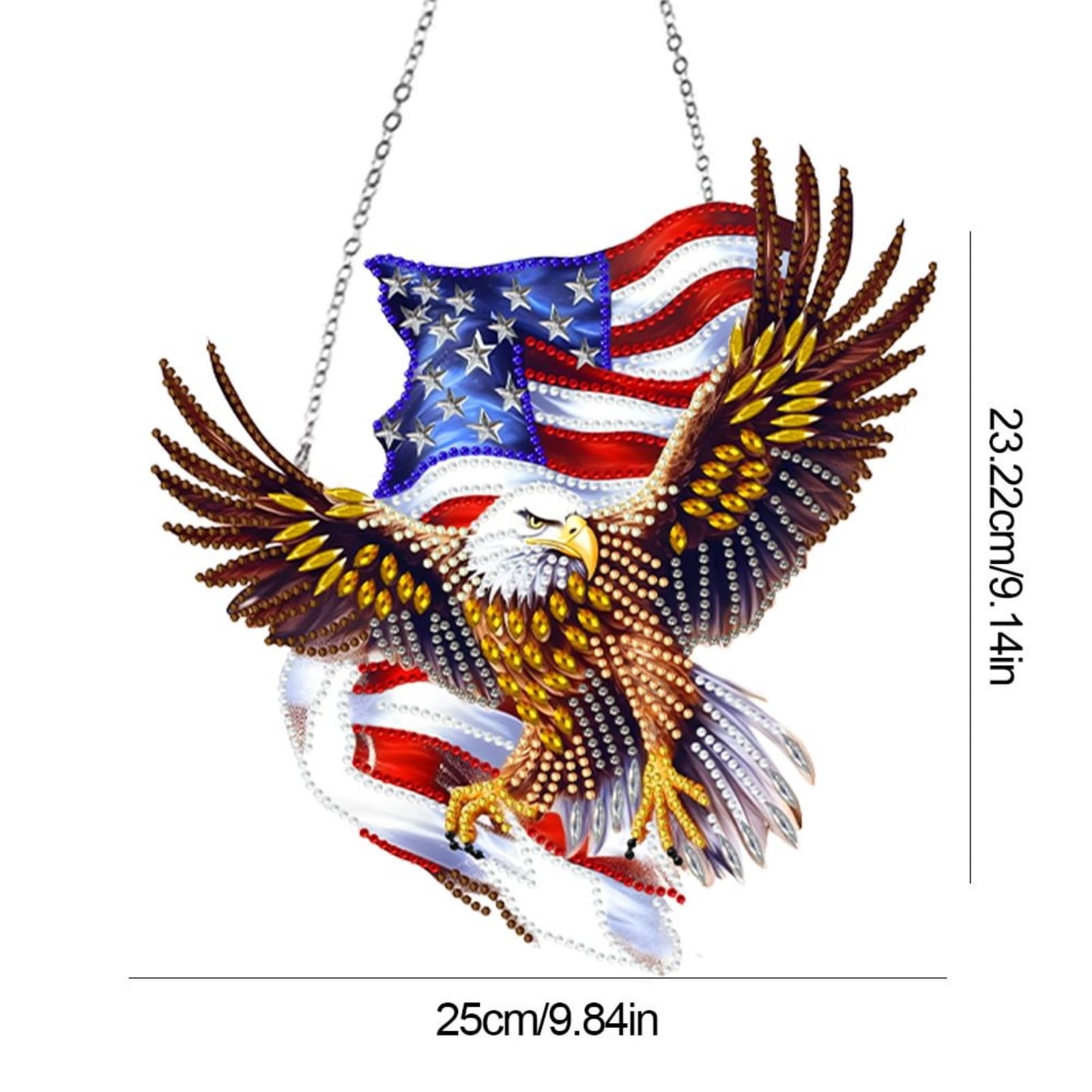 FLOPESN DIY Diamond Art Kits, American Independence Day USA Eagle Style, 9.84*8.11 in Diamond Painting Pendant, Creative Design Wall Decor