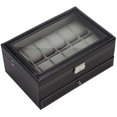 thumbnail image 2 of Watch Box-12 Slots Mens Watch Organizer Faux Leather Jewelry Display Pillow Case, Collection Jewelry Box Storage, with Glass Jewelry Drawer for Storage and Display, 2 of 6