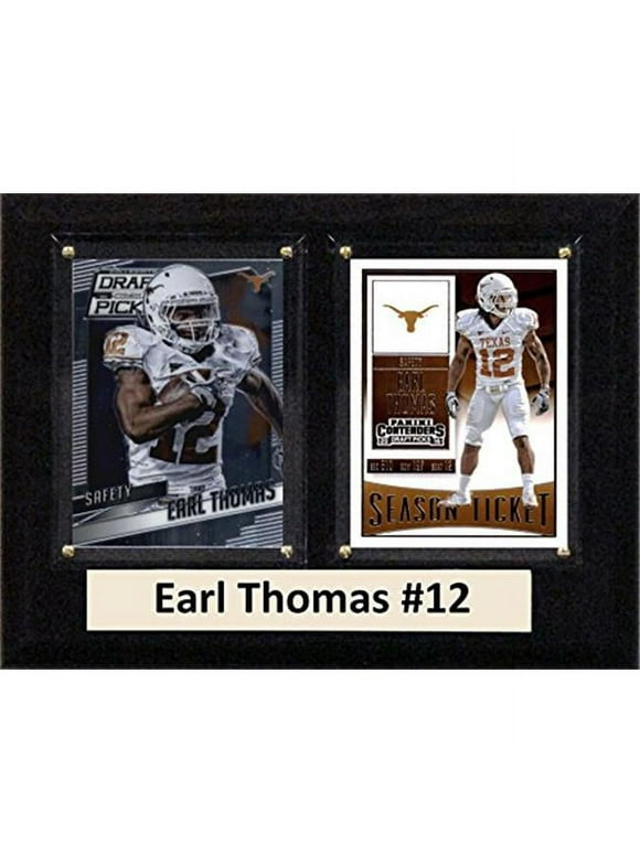 C & I Collectables 68ETHOMASCO 6 x 8 in. Earl Thomas NCAA Texas Longhorns Two Card Plaque