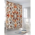 thumbnail image 3 of Abstract Flower Shower Curtain, Retro Red Brown Flower Ethnic Style Waterproof Shower Curtain Set with 12 Hooks Lightweight Washable Fabric Shower Curtains for Bathroom 48x72 Inches, 3 of 6
