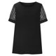 thumbnail image 5 of Ropa de trabajo para mujer,Blusa informal holgada para mujer, cuello redondo, manga corta, patchwork de encaje de poliéster, color liso para uso diario, sopatenor, 5 of 7