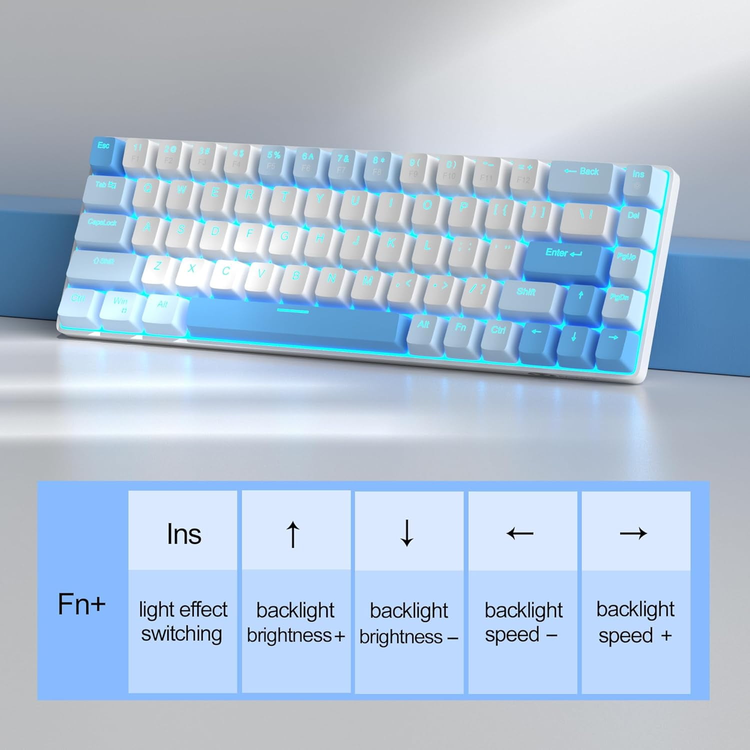 MageGee Portable 60% Mechanical Gaming Keyboard, Mk-Box LED Backlit Compact 68 Keys Mini Wired Office Keyboard with Red Switch for Windows Laptop PC Mac - Black/Grey