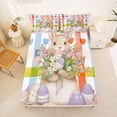 thumbnail image 5 of Erosebridal Cartoon Easter Eggs Kids Bed Sheets,Kawaii Bunny Colorful Loves Pink Tulip Girls King Sheets 4pcs, 5 of 6