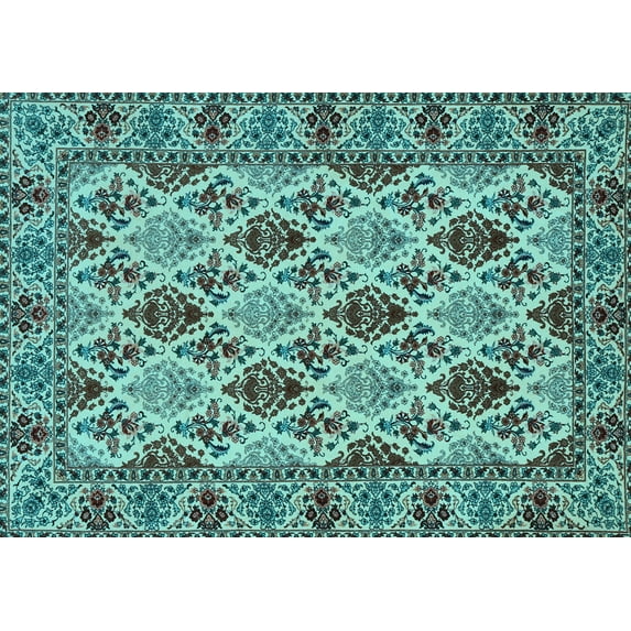 Ahgly Company Indoor Rectangle Persian Light Blue Traditional Area Rugs, 2' x 4'