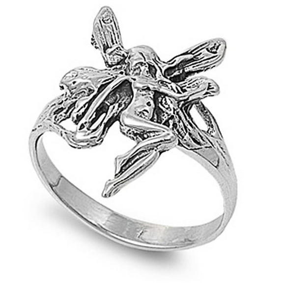 Sterling Silver Fairy Ring 17mm ( Size 5 to 9)