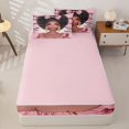 thumbnail image 4 of Castle Fairy Girly Black Woman Zipper Twin Comforter Sets with Fitted Sheet and 2 Pillowcases,Pink Ribbon Bow Zipper Bedding Set,Pink Reversible,4-Piece, 4 of 6