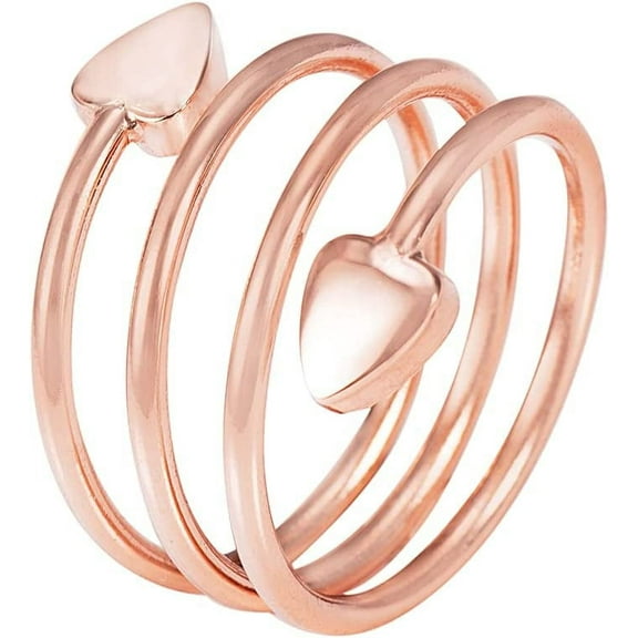 Wollet Rose Gold Magnetic Copper Ring for Women-Heart Shape Design -Solid Pure Copper Fingers Ring