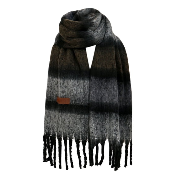 AWZXDE Classic Plaid Scarf Winter Warm Thick Wrap Shawl For Fashion Versatile Black