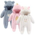 thumbnail image 3 of Onesies Boys Girls Long Sleeve Cartoon Hooded Romper Cotton Cotton Neutral Baby Clothes White 0 Months-3 Months, 3 of 3