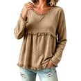 thumbnail image 3 of Harpily Long Sleeve Shirts for Women Crew Neck Loose Fit Tops with Tassel Fringe Womens Blouses for Daily Leisure Vacation Outfits, 3 of 3