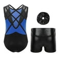 thumbnail image 3 of Hansber Kids Girls Sparkly Gymnastics Leotard Sleeveless Bodysuit Dance Biketard Unitard with Shorts Blue 16, 3 of 4