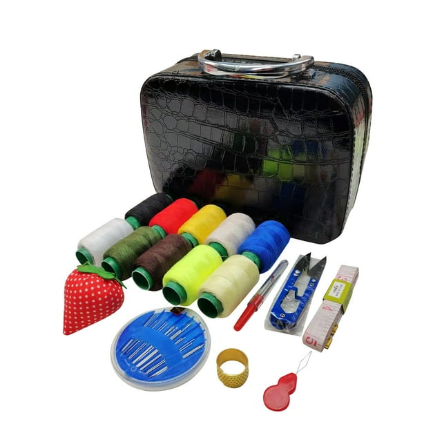 Sewing Box Basic Sewing Repair Kits Sewing Supplies Organizer for Handicrafts Black
