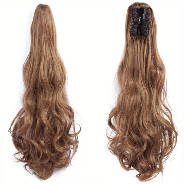 Clip De Garra De 55,88 Cm En Extensión De Cola De Caballo Ondulada, Pieza De Pelo De Fibra Sintética, Extensiones De Cola De Caballo Onduladas Largas Para Mujeres Y Niñas