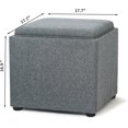 thumbnail image 3 of Joveco Storage Square Ottoman with Tray, Small Linen Foot Rest Stool Cube, Coffee Table for Dorm Living Room Bedroom, Gray, 3 of 15