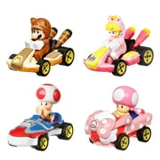 مجموعة من 4 مركبات ماريو كارت من هوت ويلز بمقياس 1:64 مع 4 شخصيات مفضلة لدى المعجبين (تختلف الأنماط، مجموعة واحدة)