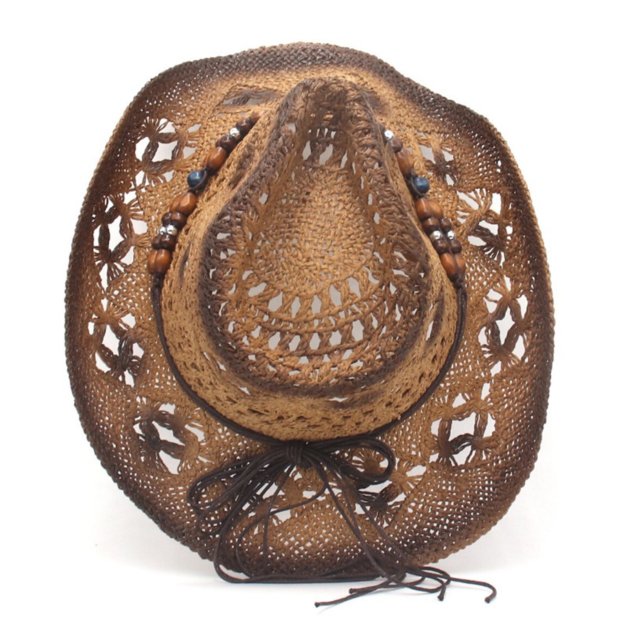 3947 Straw Cowboy Hats For Women Men Western Cowgirl Hats With Shapeable Brim Beach Shell | Western Cowboy Hat For Women Men Cowgirl Hat  main image 3