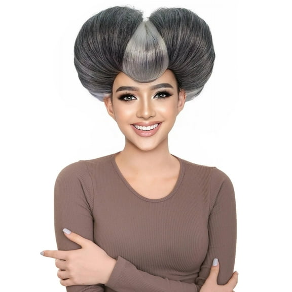 Evil Stepmother Pompadour Wig for Women – Grey Heart-Shaped Fun Wig for Halloween & Cosplay
