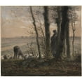 thumbnail image 2 of Jean-François Millet 14x12 Black Ornate Wood Framed Double Matted Museum Art Print Titled: Falling Leaves (C. 1866), 2 of 5