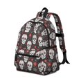 thumbnail image 2 of Skull and Flower Gothic Pattern Cute School Backpack with Padded Back and Adjustable Shoulder Straps 13.4"x11"x4.7", 2 of 5