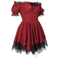 thumbnail image 5 of FYEGRE Elegant Off Shoulder Gothic Dress Gown Halloween Lace Up Corset Party Attire Gown Red M, 5 of 9