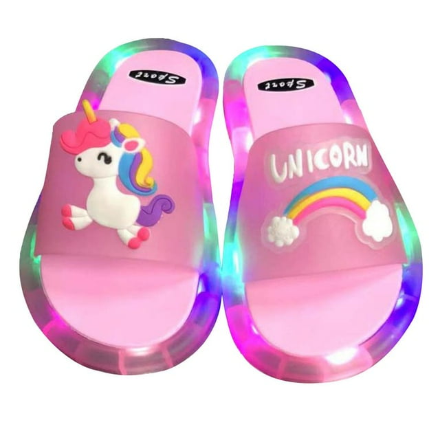 Boys Girls LED Slippers Kids Bathing Sandals Lightweight Shoes Quick-drying Non-slip Wear-resistant Luminous Slippers