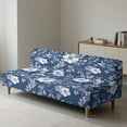 thumbnail image 2 of Yuyamidu Blue Flower Futon Cover Armless Sofa Covers Waterproof Stretch Futon Couch Cover with Elastic Edge Washable Sofa Bed Slipcover Protector Gift for Friends, 2 of 8